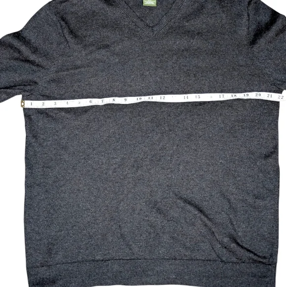 Eddie Bauer Charcoal Gray Cotton Cashmere V-Neck Sweater Medium - Picture 8 of 10